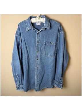 Vintage Arizona Jean Company Denim Button Down Shirt Mens XL Extra Large 90s Y2K